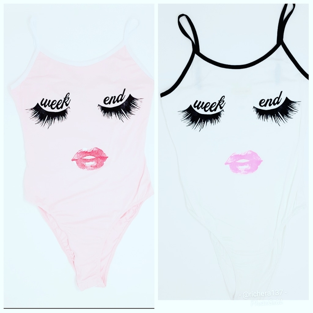 Weekend Eyelashes Print Bodysuits M